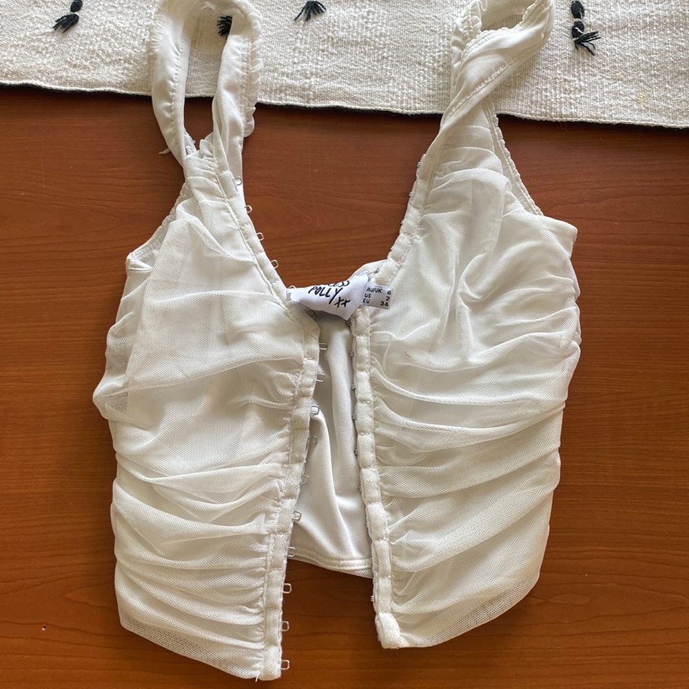 Urban outfitters mesh white crop top